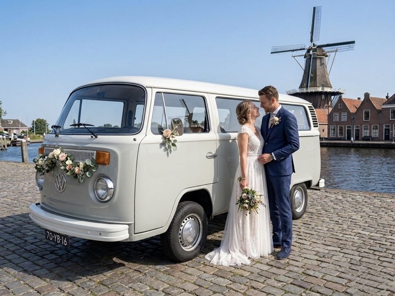 grijs volkswagen busje trouwen toeren