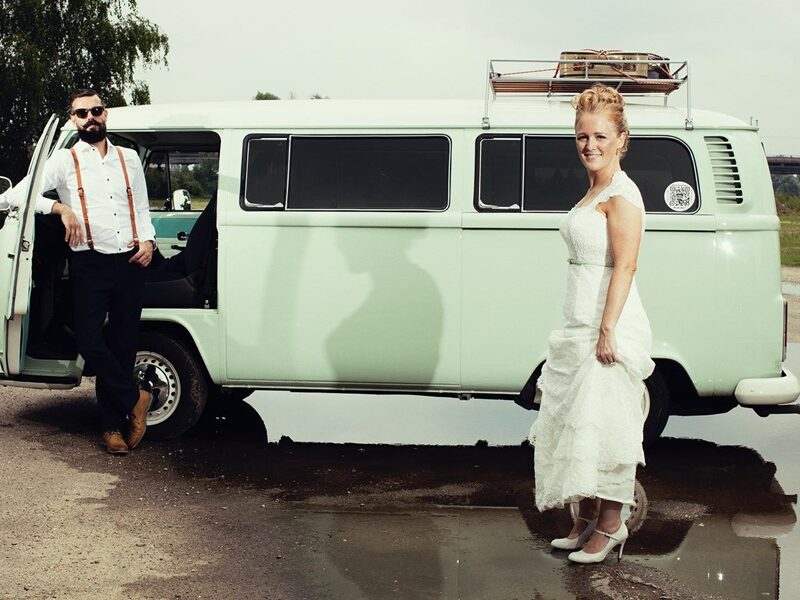 mintgroene Volkwagen bus pasteltint