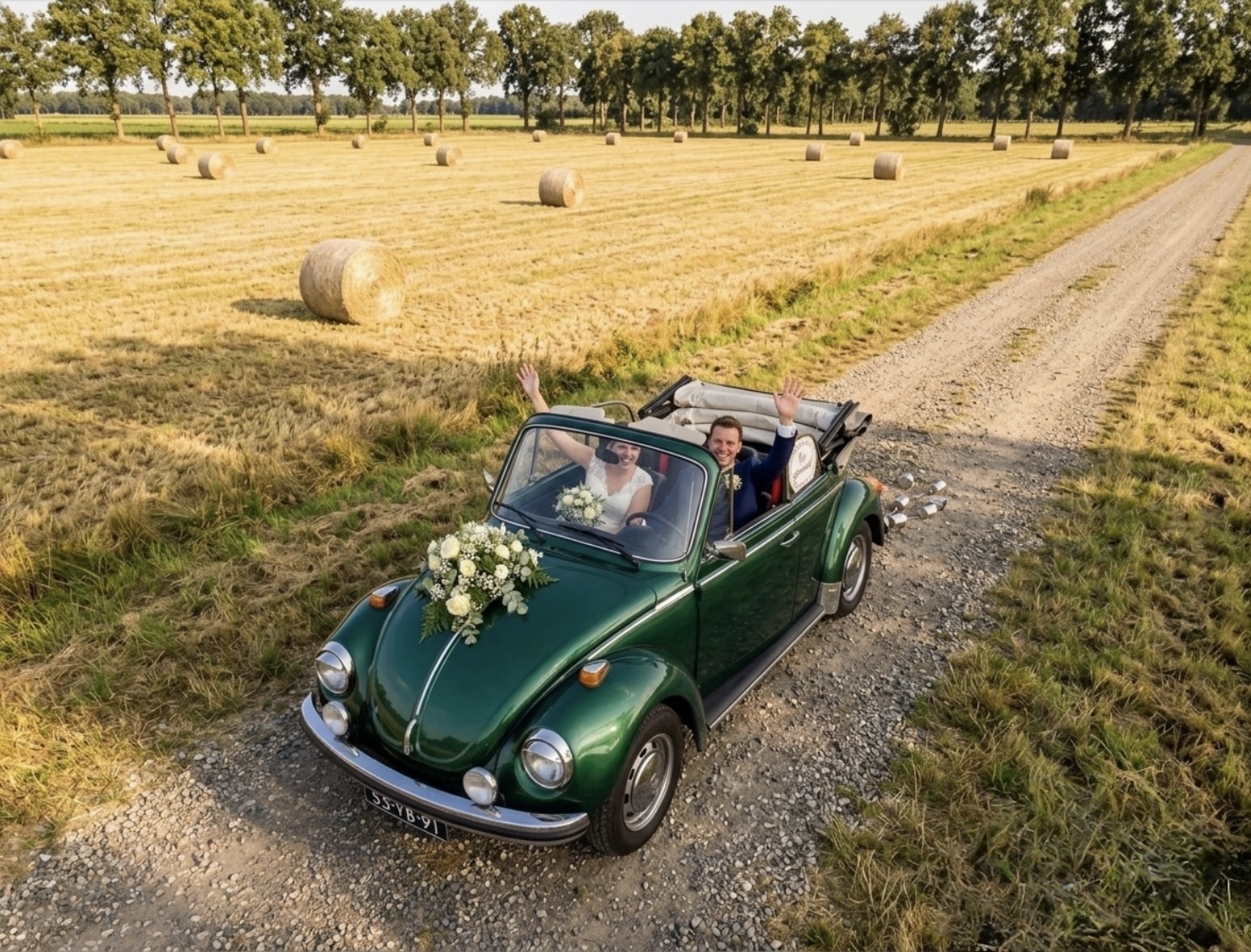 VW kever cabrio groen trouwen